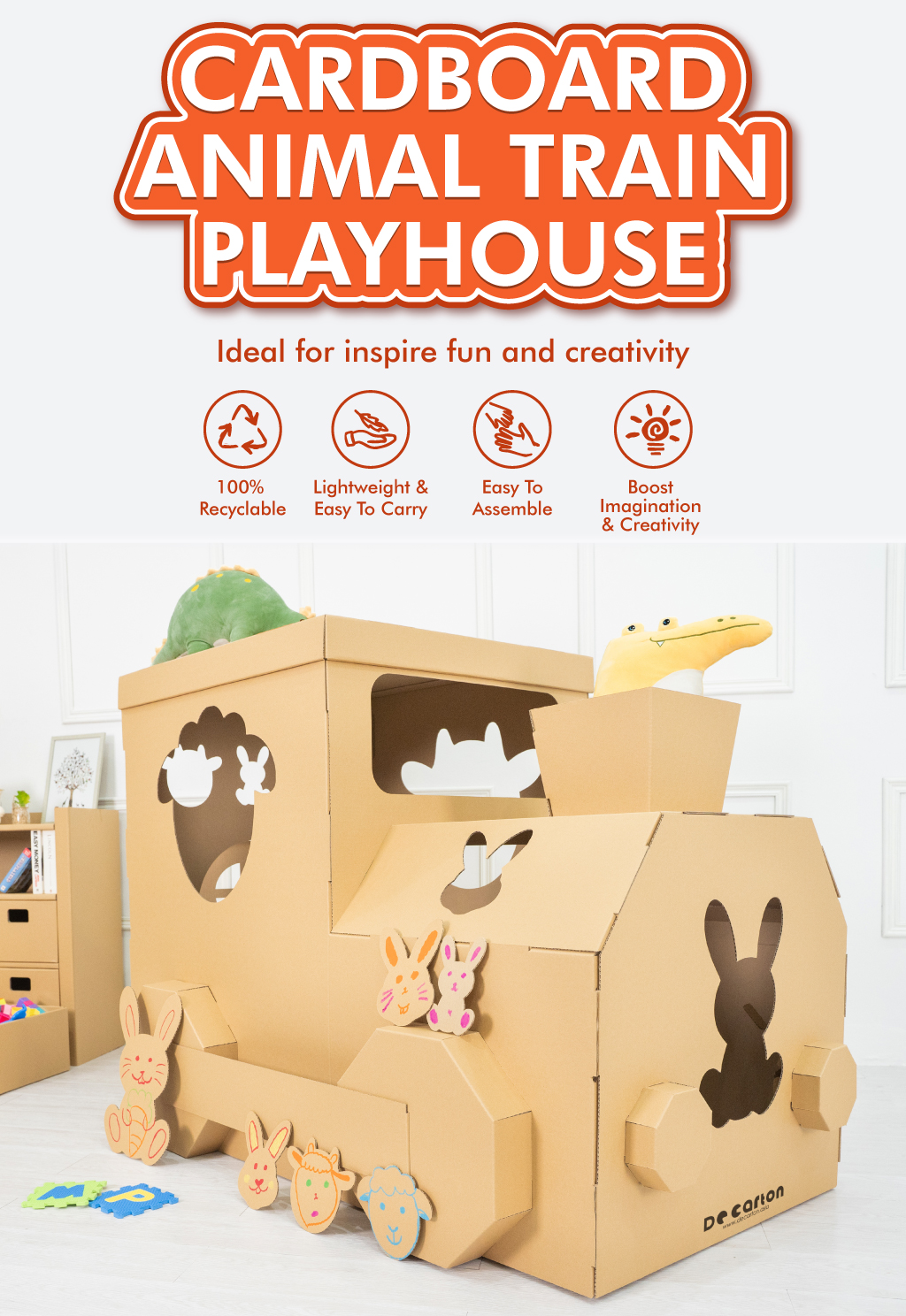 De Carton Cardboard Animal Train Playhouse