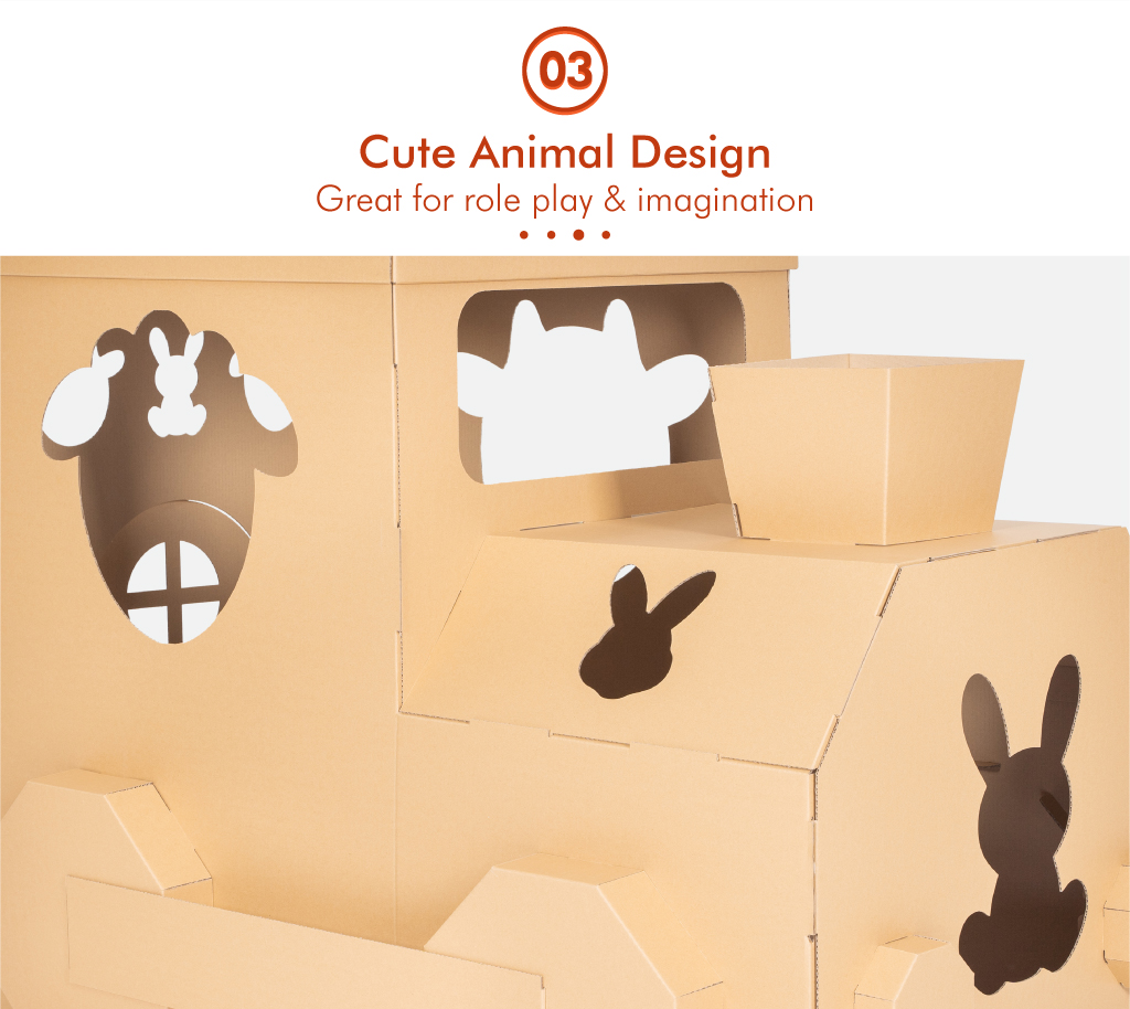 De Carton Cardboard Animal Train Playhouse