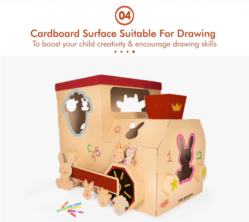 De Carton Cardboard Animal Train Playhouse