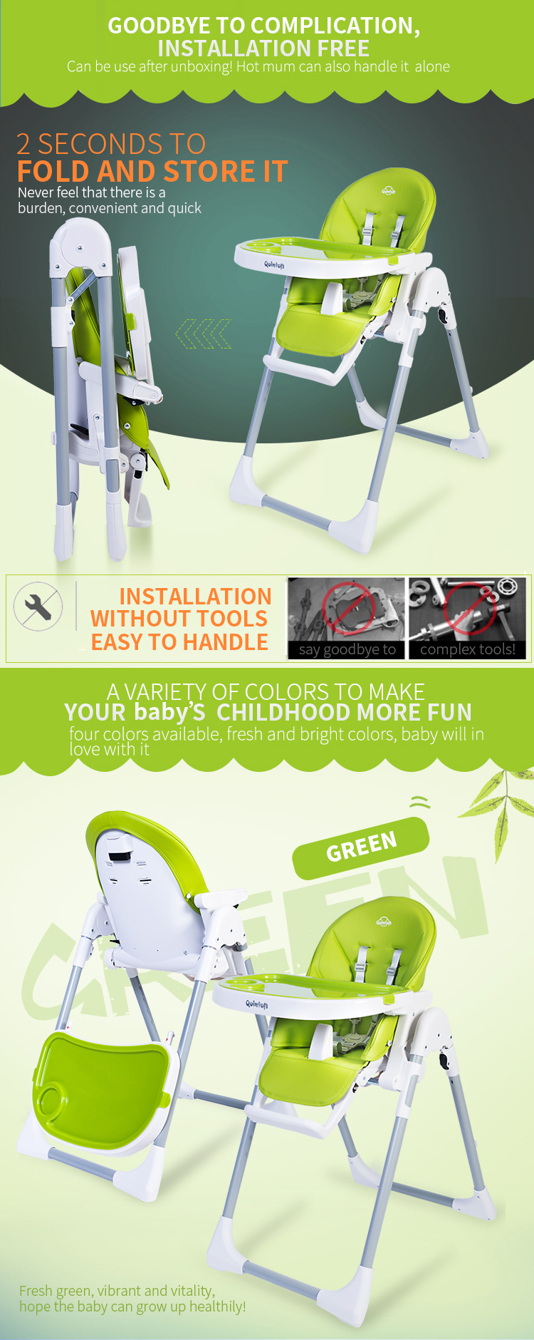 Quinton Coco Multifunction Baby Chair-Green