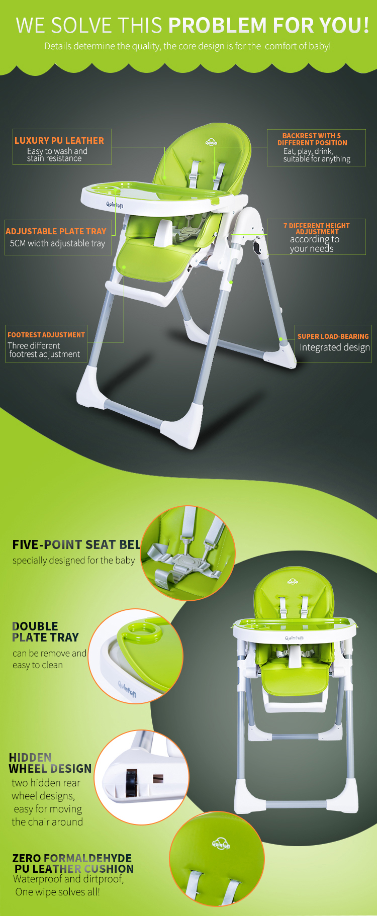 Quinton Coco Multifunction Baby Chair-Green