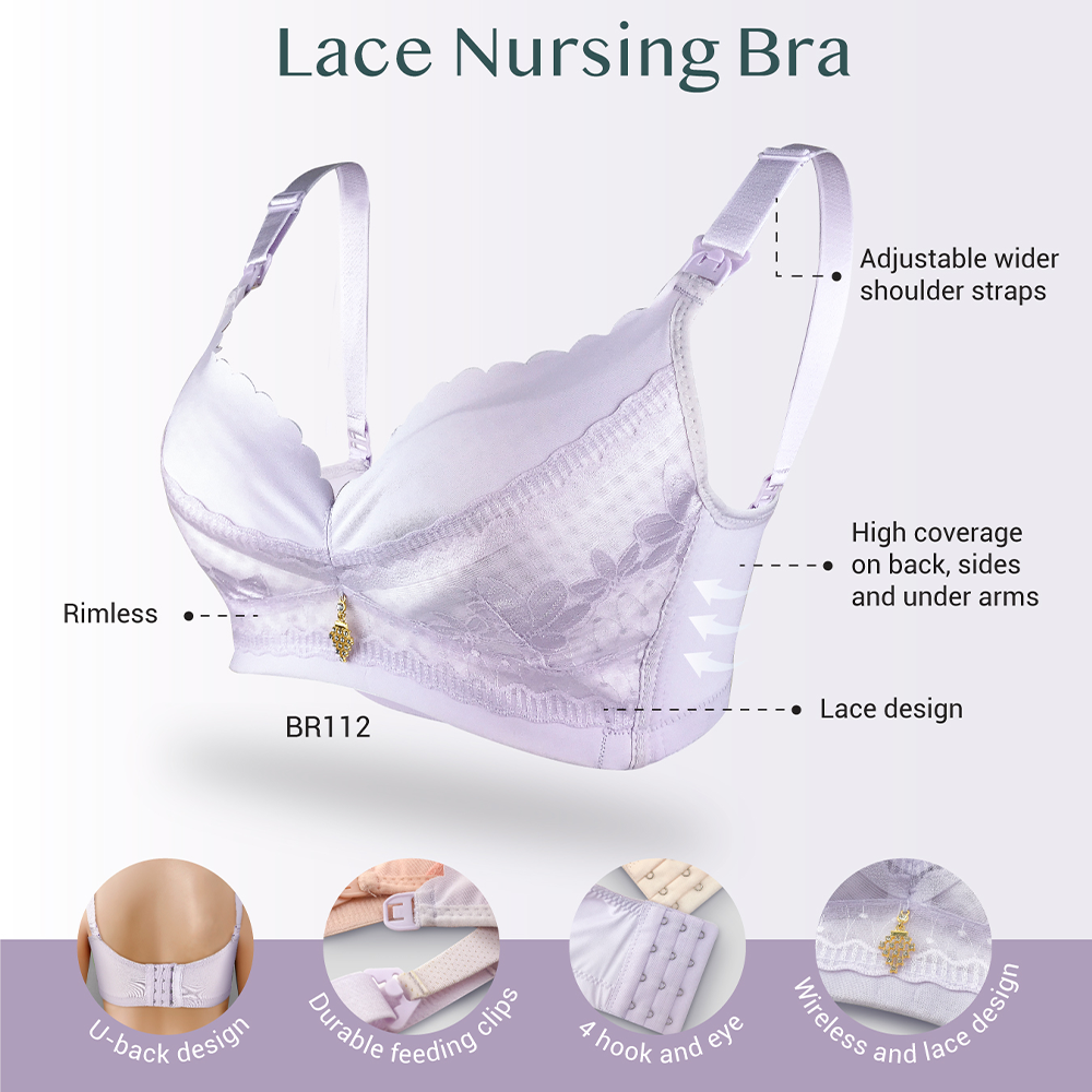 Bmama 3D Silky Soft 3/4 cup Shape Up Lace Nursing Bra - Up Way Open (Beige)