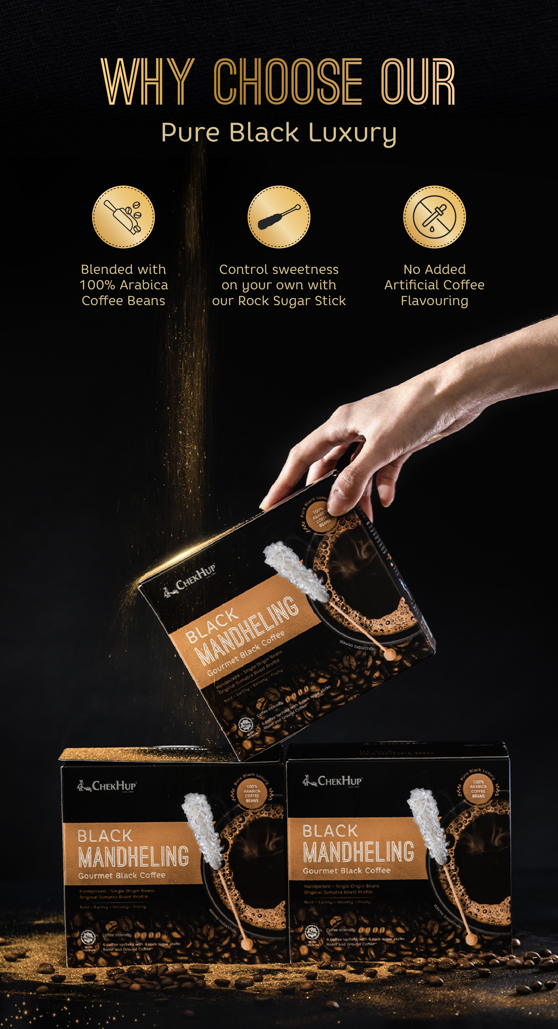 Chek Hup Black Mandheling Gourmet Black Coffee (10g x 6 sachets)