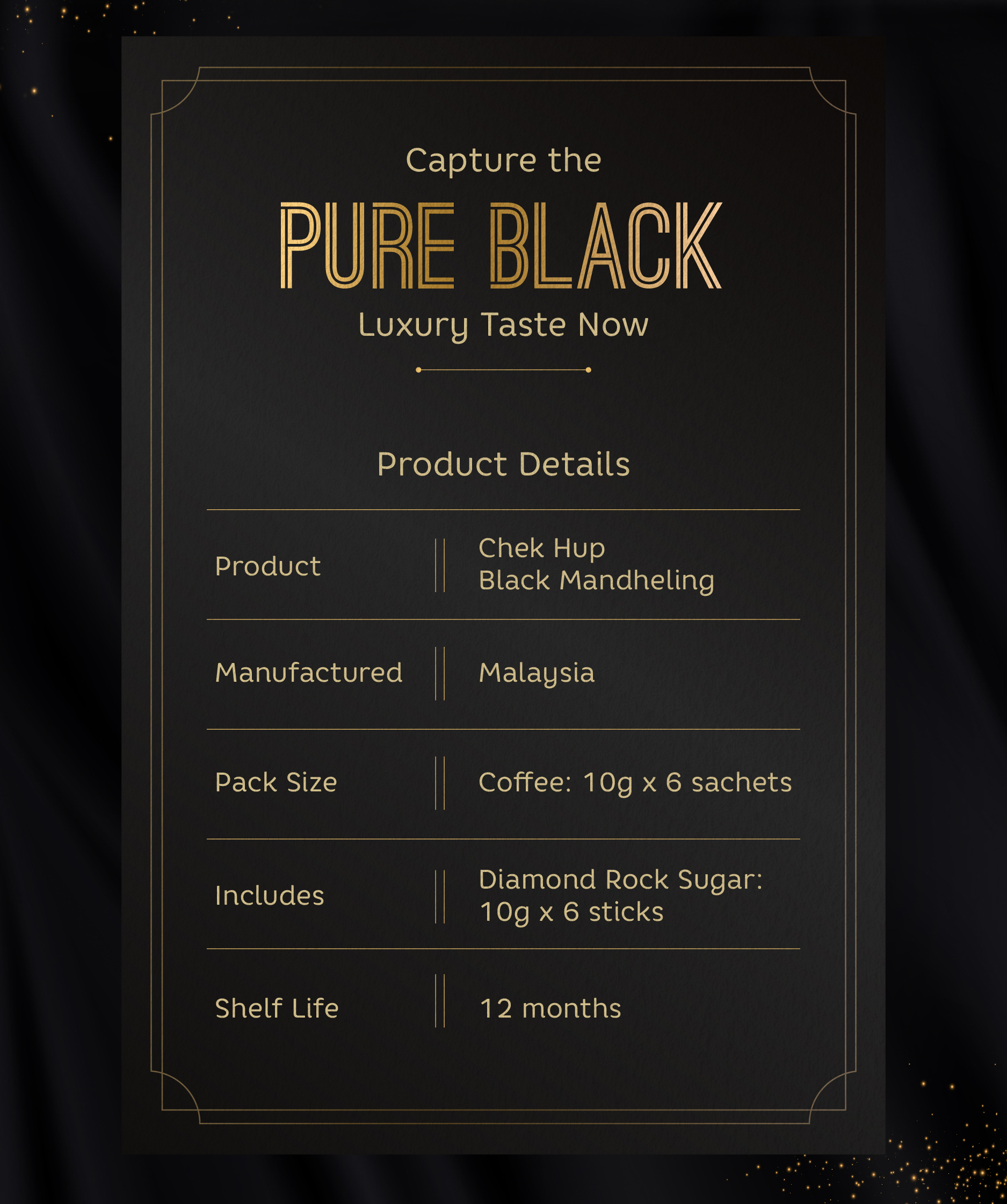 Chek Hup Black Mandheling Gourmet Black Coffee (10g x 6 sachets)