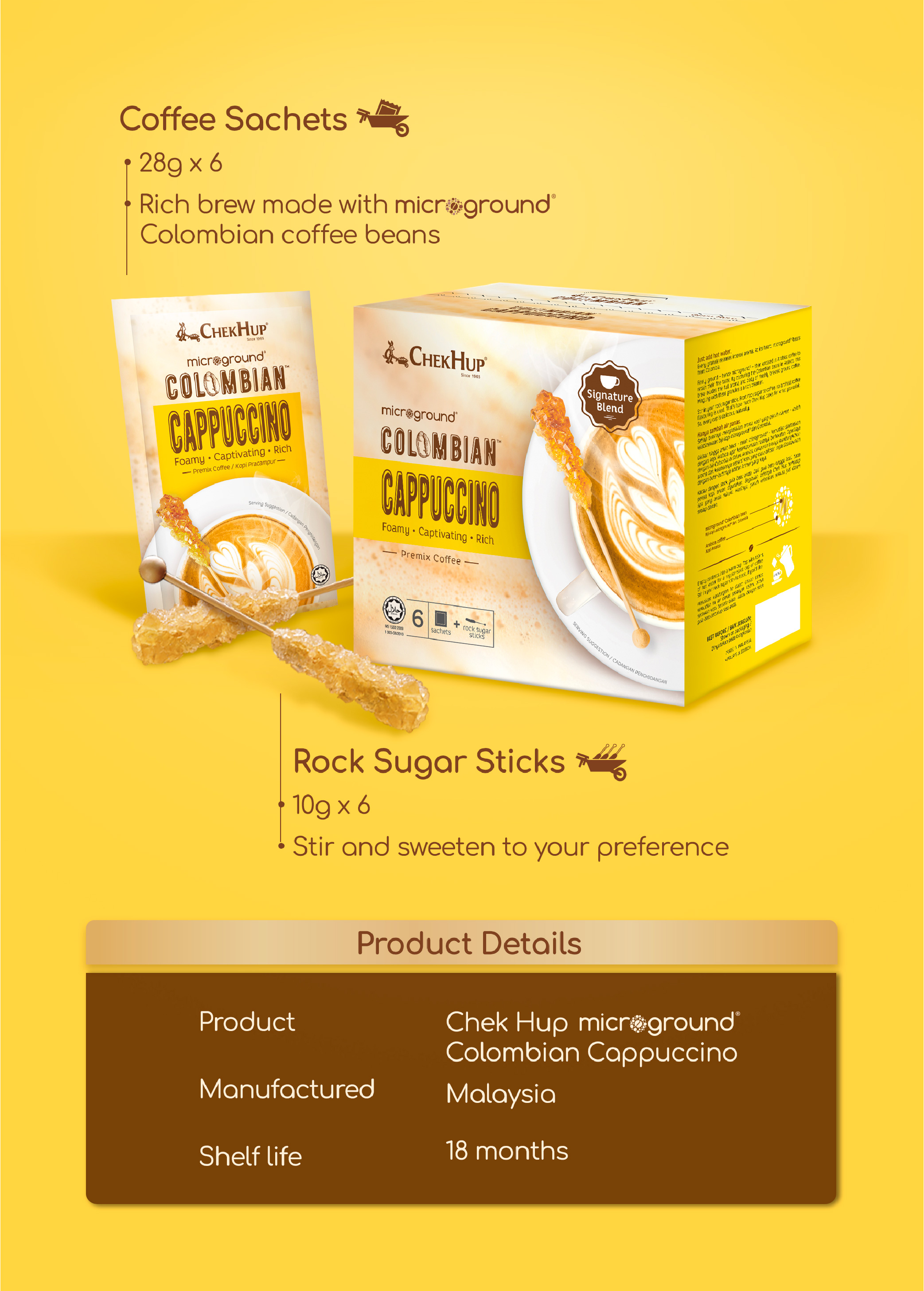 Chek Hup Colombian Cappucino (23g x 6 sachets)