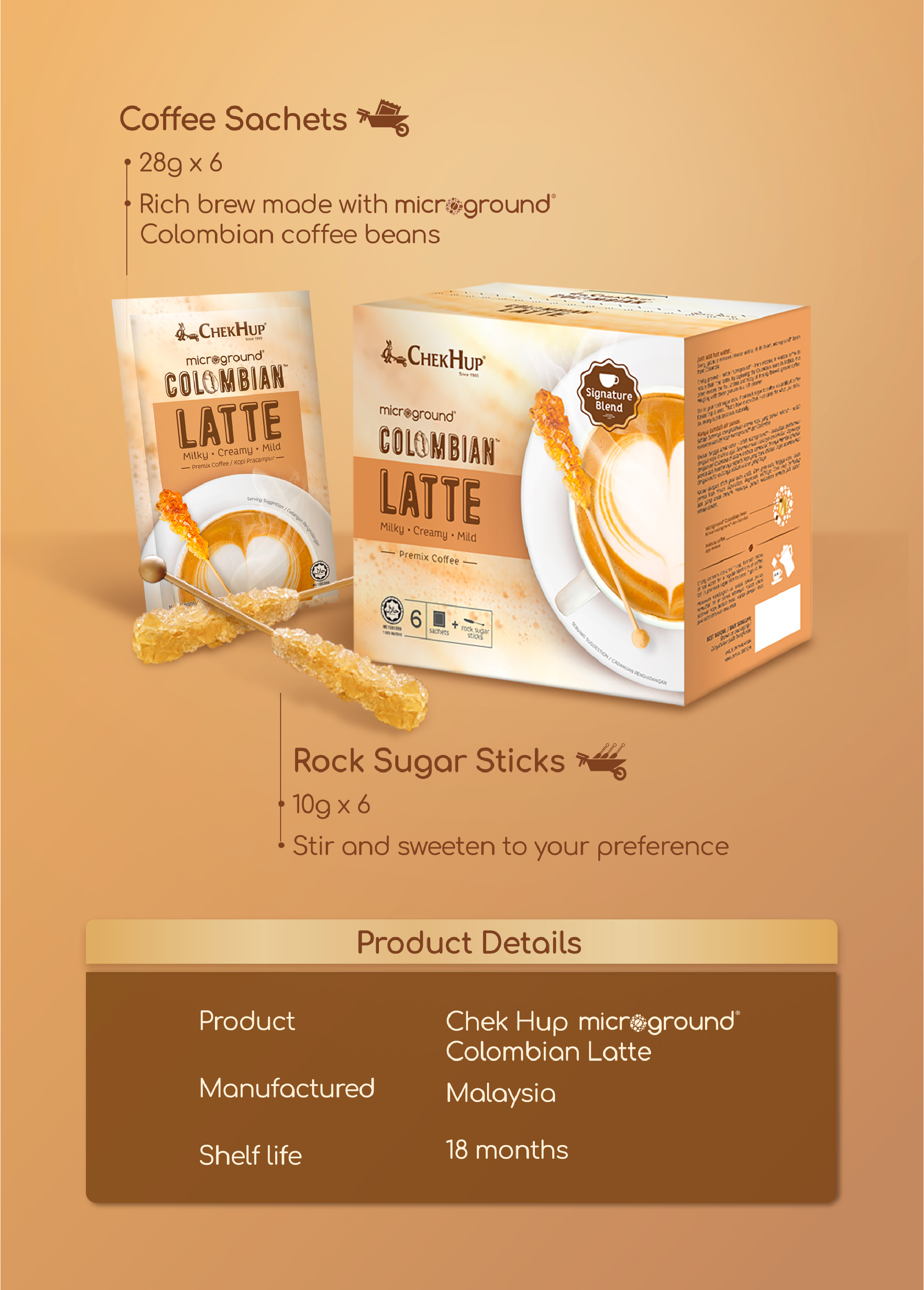 Chek Hup Colombian Latte (23g x 6 sachets)