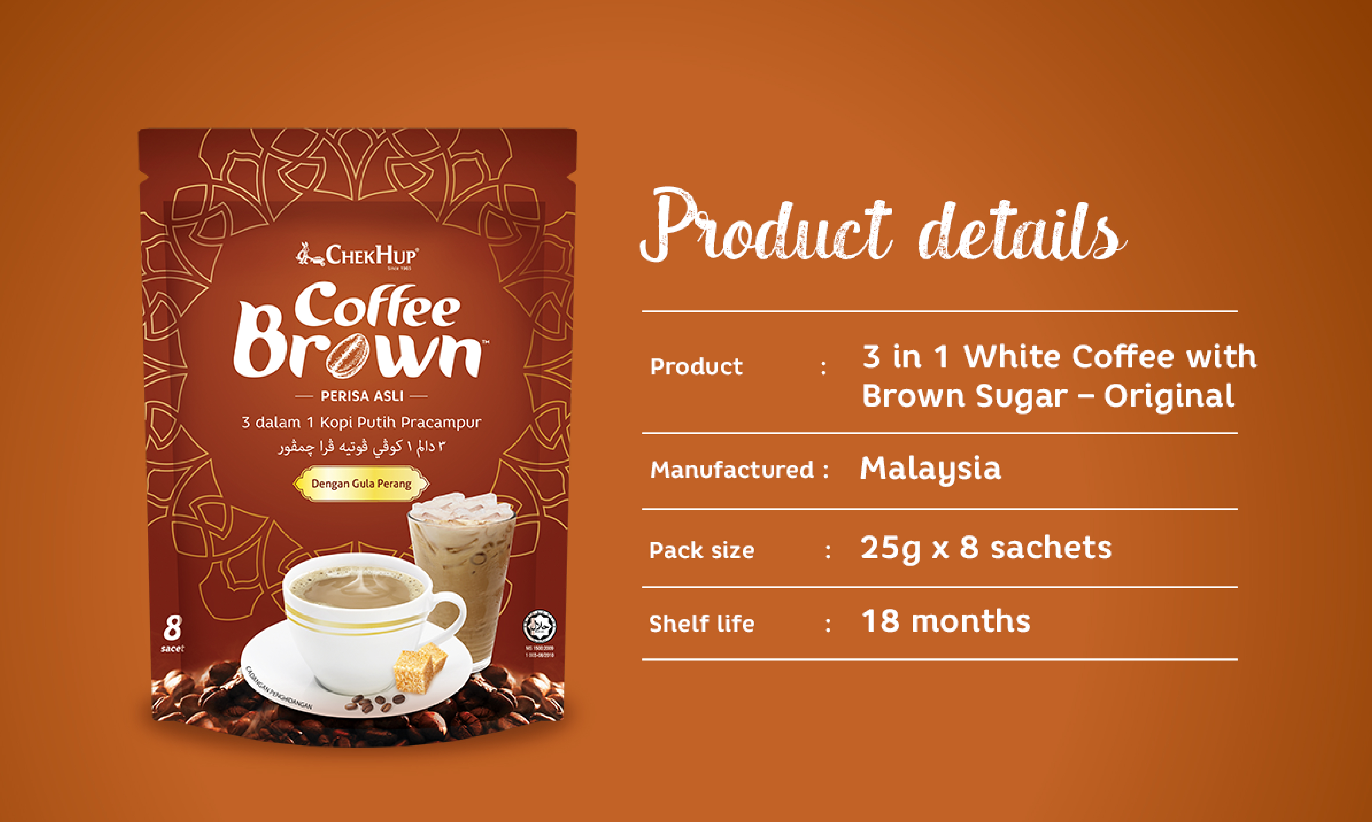 Chek Hup Coffee Brown (25g x 8 sachets)