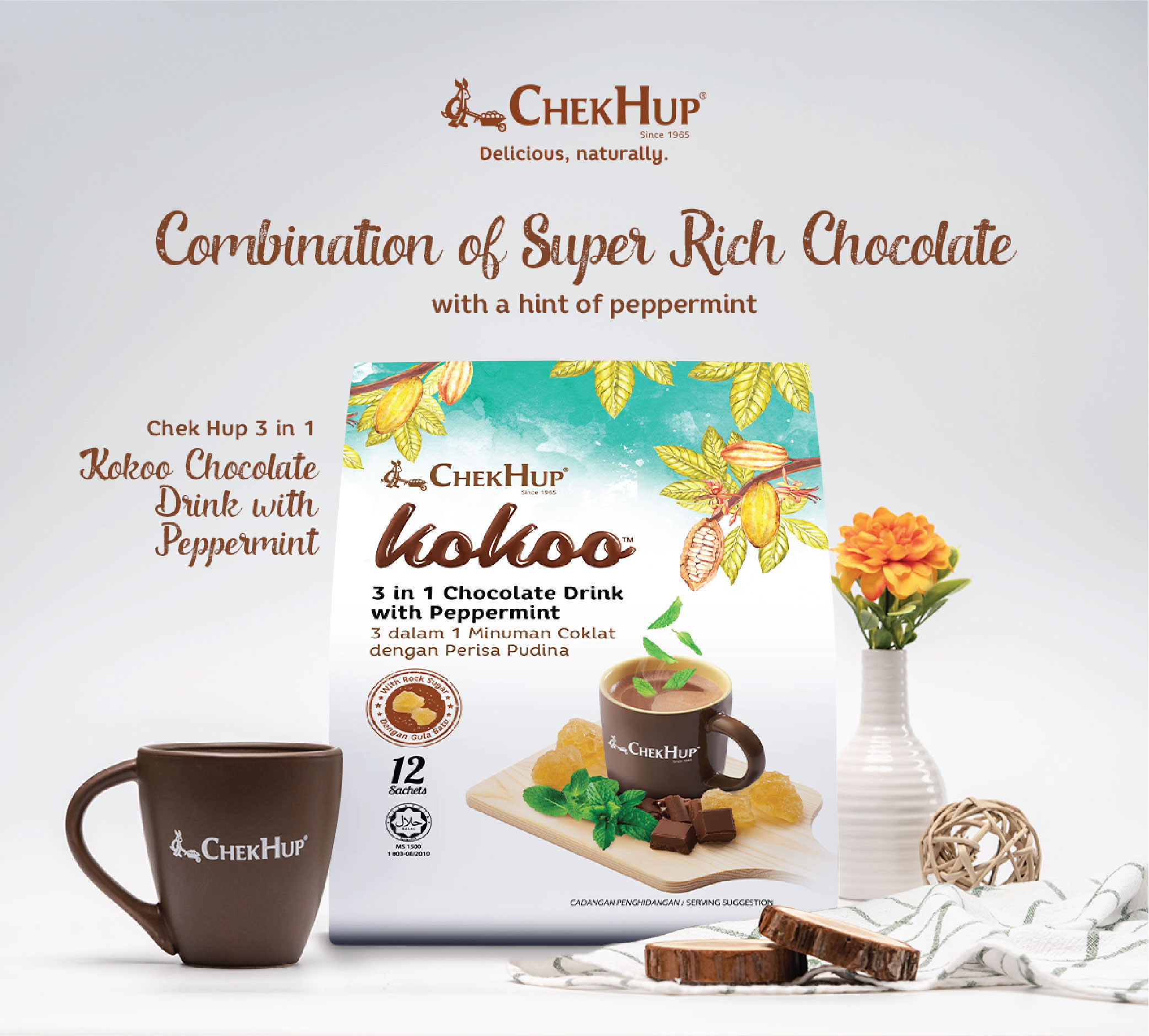 Chek Hup Kokoo 3 in 1 Chocolate Drink with Peppermint (30g x 12's)
