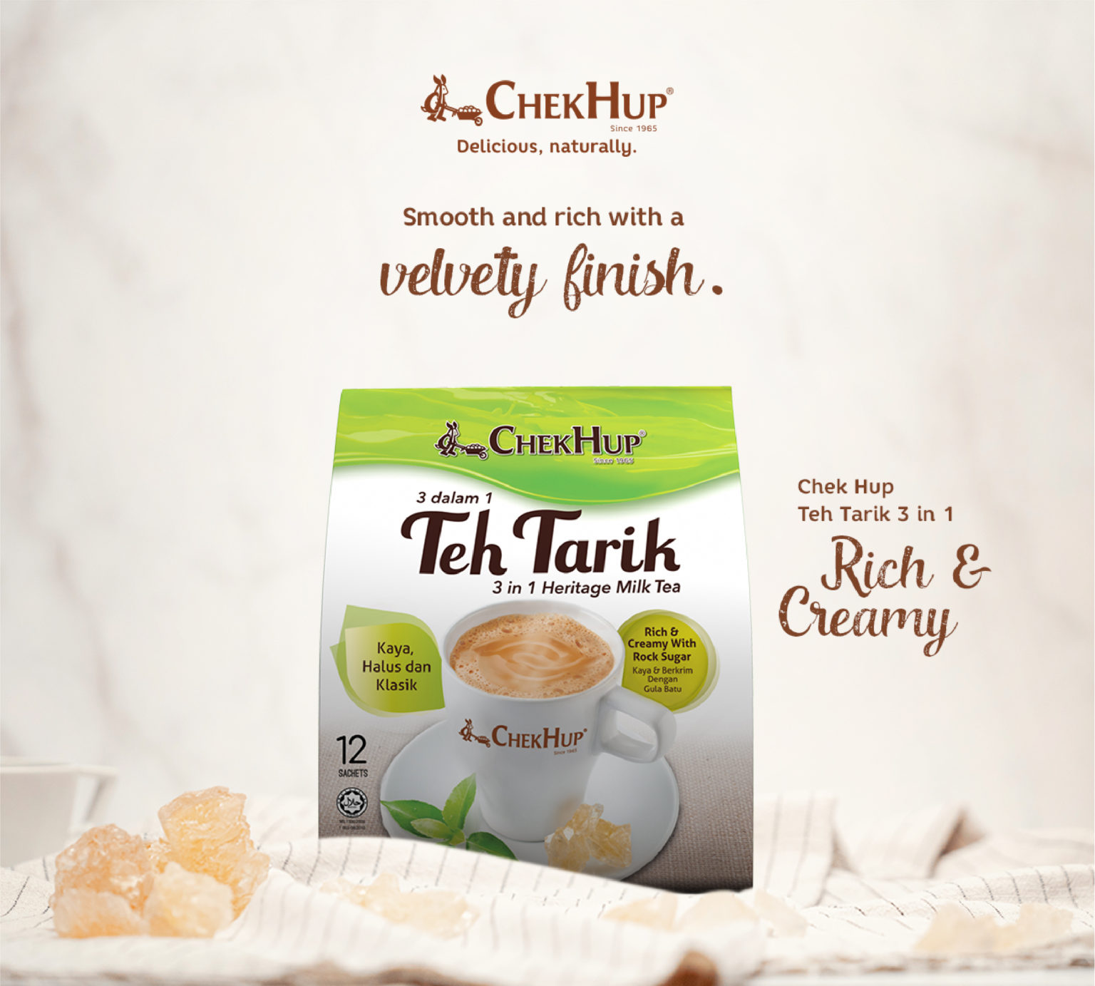 Chek Hup Teh Tarik 3 in 1 (Rich and Creamy) (40g x 12 sachets)