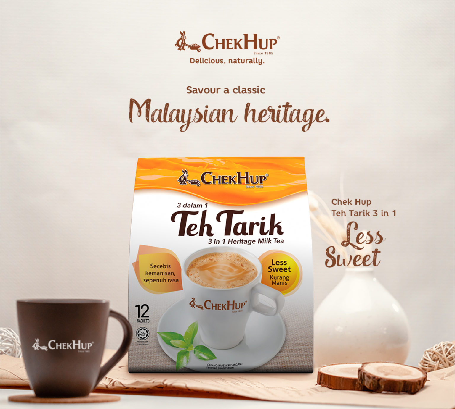 Chek Hup Teh Tarik 3 in 1 (Less Sweet) (35g x 12 sachets)