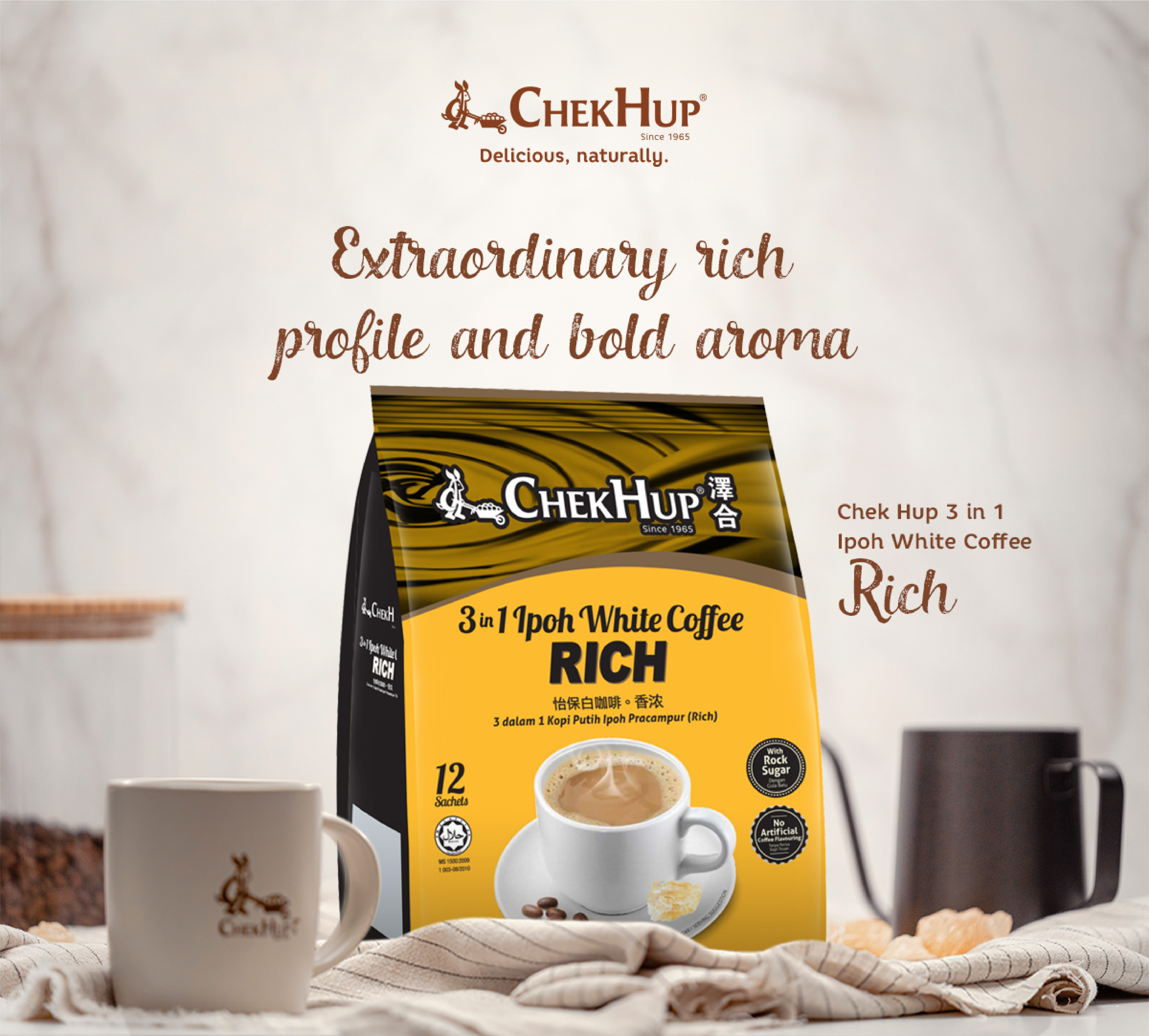 Chek Hup 3 in 1 Ipoh White Coffee (Rich) + Kokoo with Hazelnut