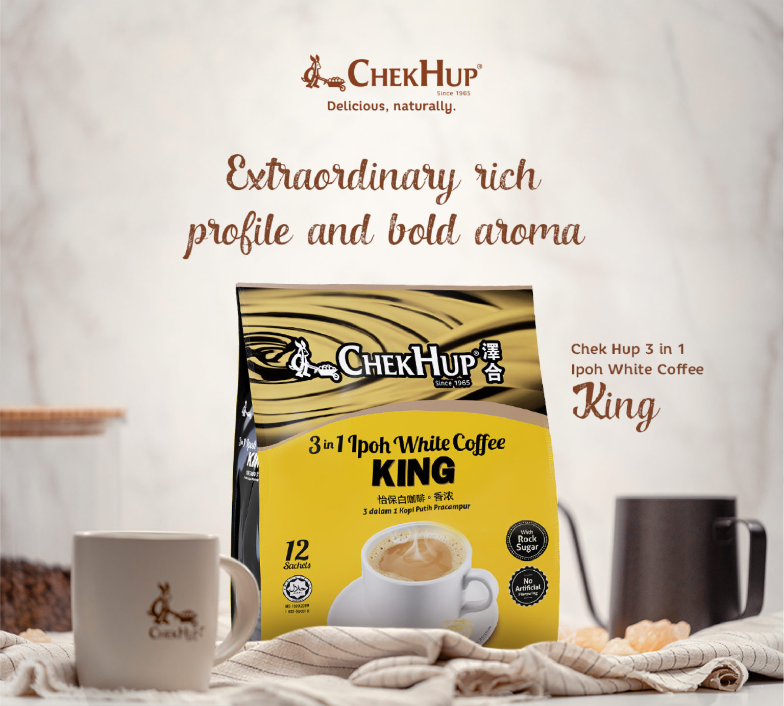 Chek Hup 3 in 1 Ipoh White Coffee (Rich) (40g x 12 sachets)