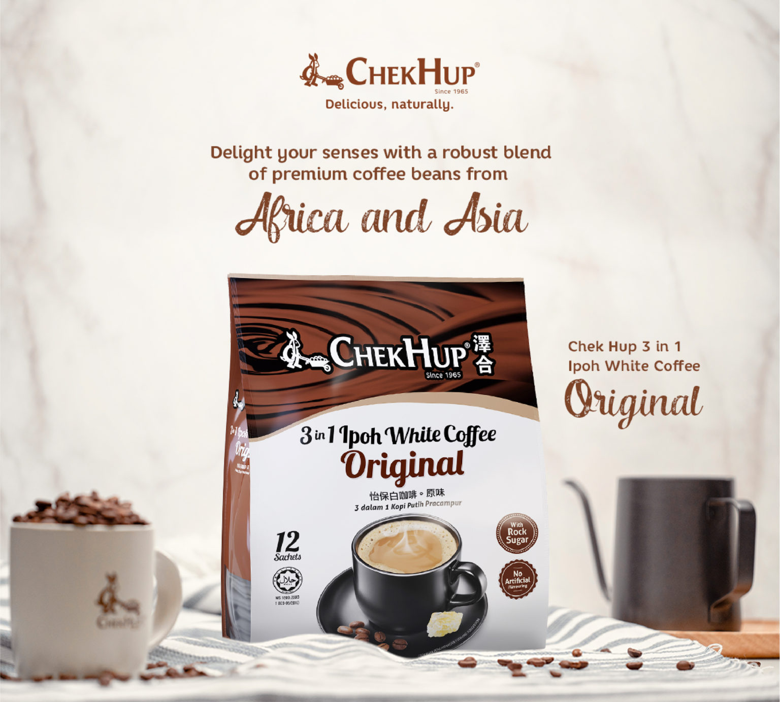 Chek Hup 3 in 1 Ipoh White Coffee (Original) + Kokoo with Hazelnut