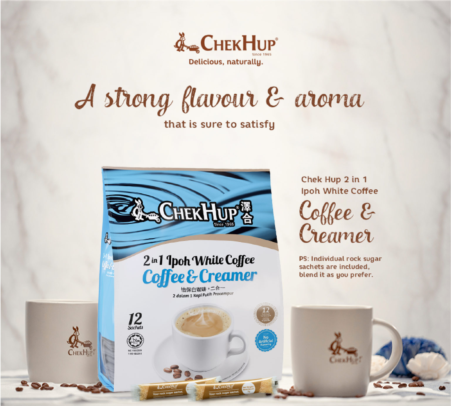 Chek Hup 2 in 1 Ipoh White Coffee (Coffee and Creamer) (30g x 12 sachets)