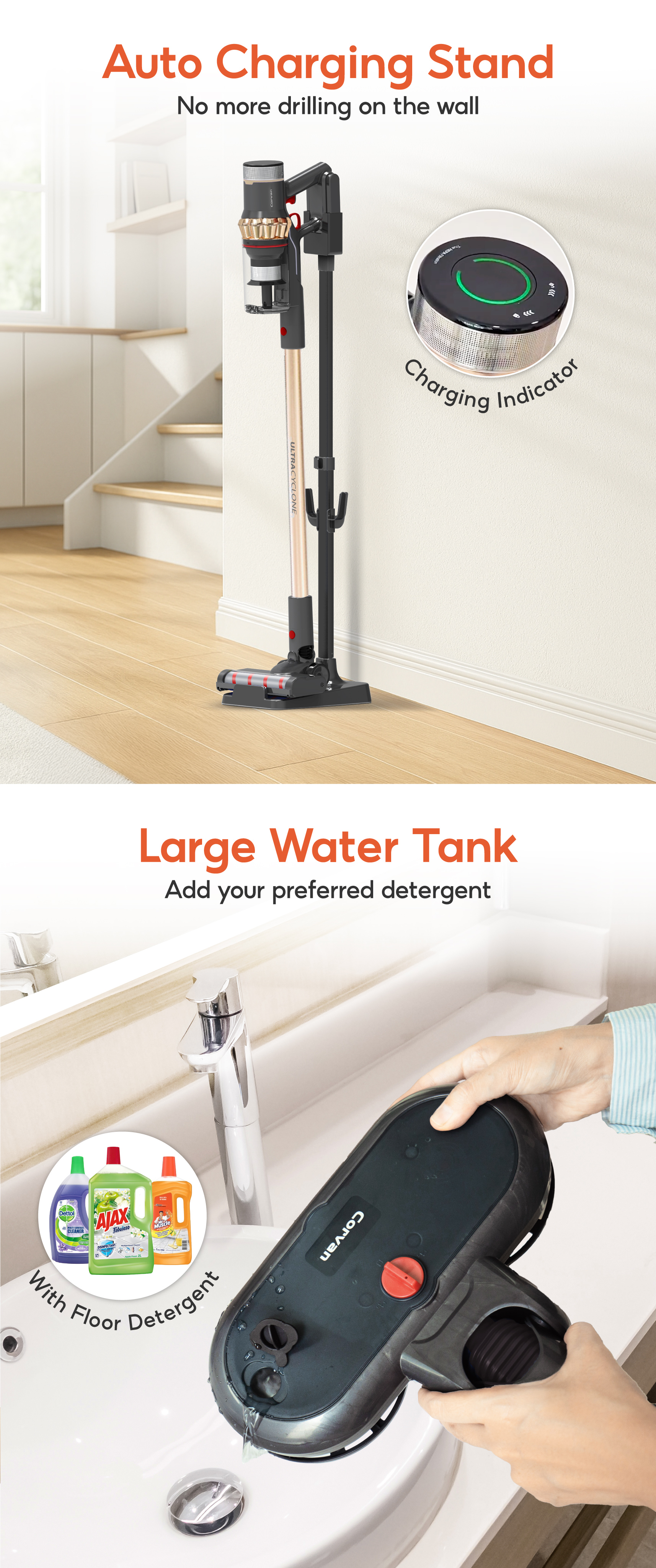 Corvan 2 In 1 Cordless Vacuum Cleaner & Cordless Mop K18 Pro