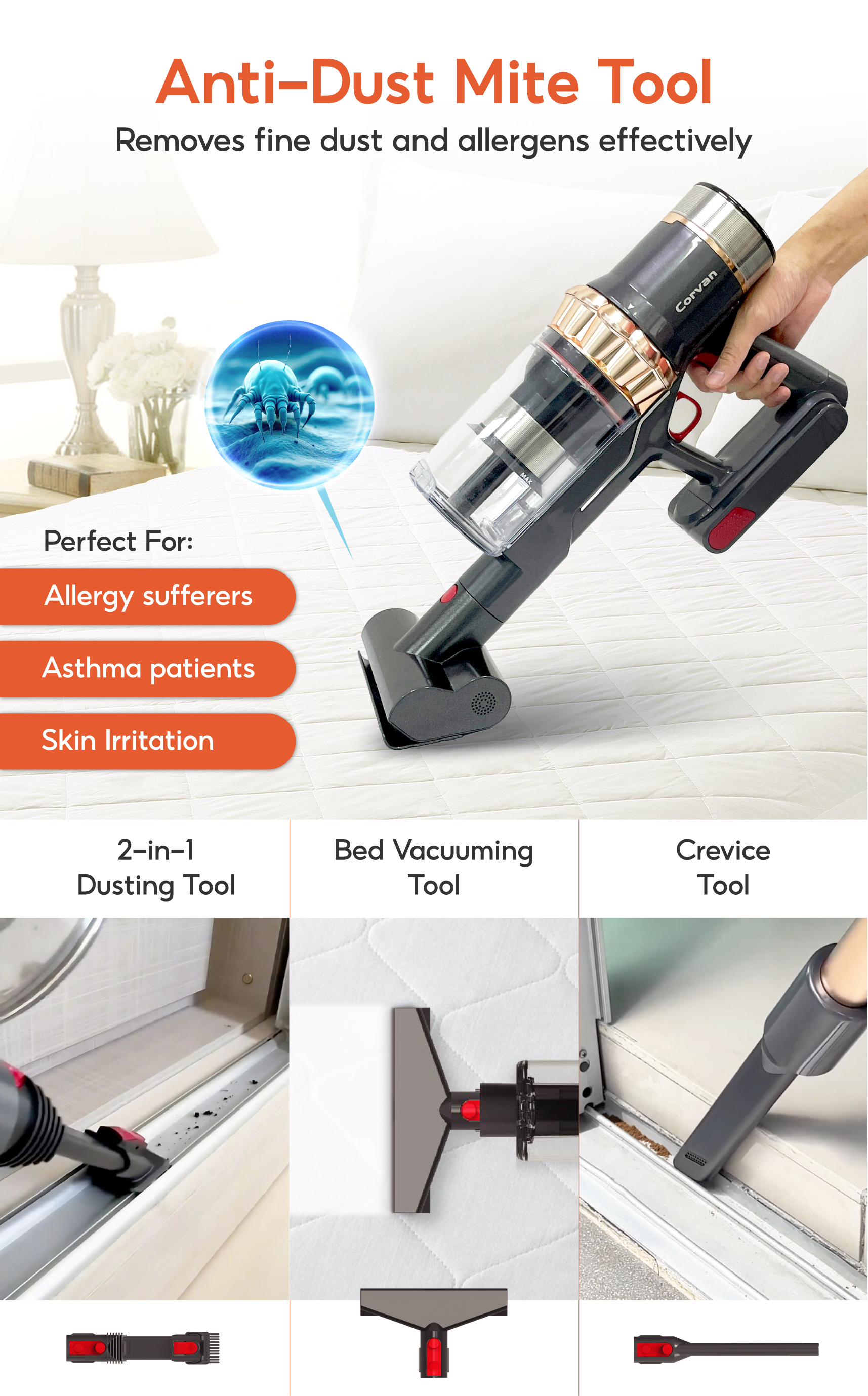 Corvan 2 In 1 Cordless Vacuum Cleaner & Cordless Mop K18 Pro