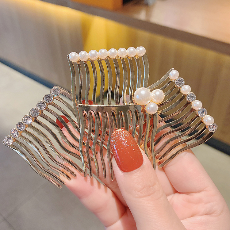 [Little B House]Korean Girls Metal Hair Comb Sweet Simple Golden Color Hairpin 刘海插梳夹子 Pin Rambut -H48