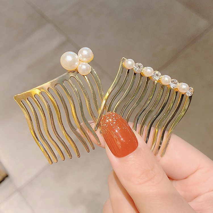 [Little B House]Korean Girls Metal Hair Comb Sweet Simple Golden Color Hairpin 刘海插梳夹子 Pin Rambut -H48