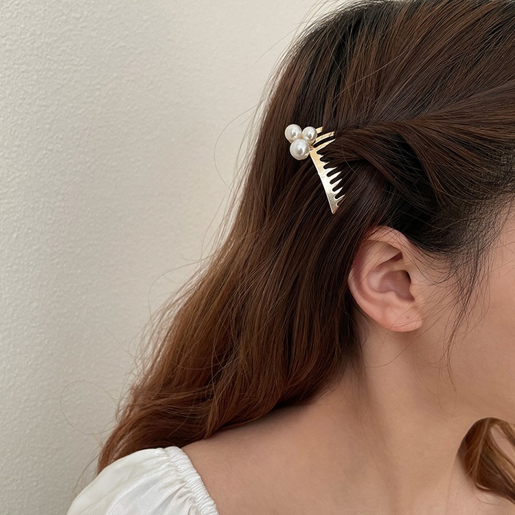 [Little B House]Korean Girls Metal Hair Comb Sweet Simple Golden Color Hairpin 刘海插梳夹子 Pin Rambut -H48