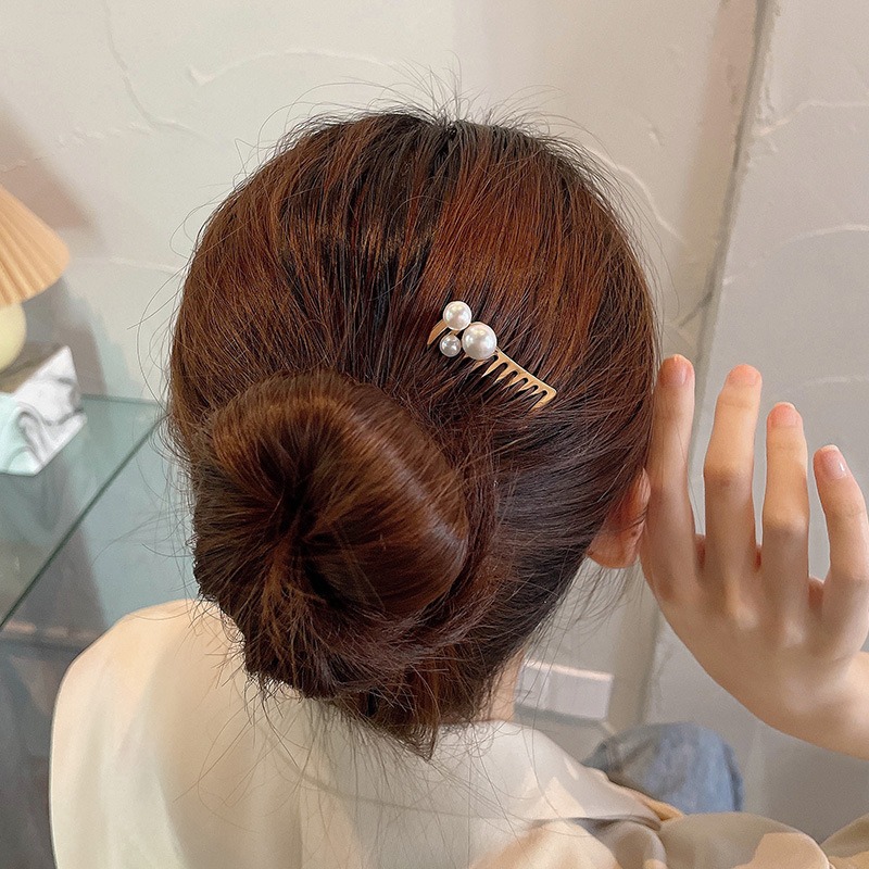 [Little B House]Korean Girls Metal Hair Comb Sweet Simple Golden Color Hairpin 刘海插梳夹子 Pin Rambut -H48