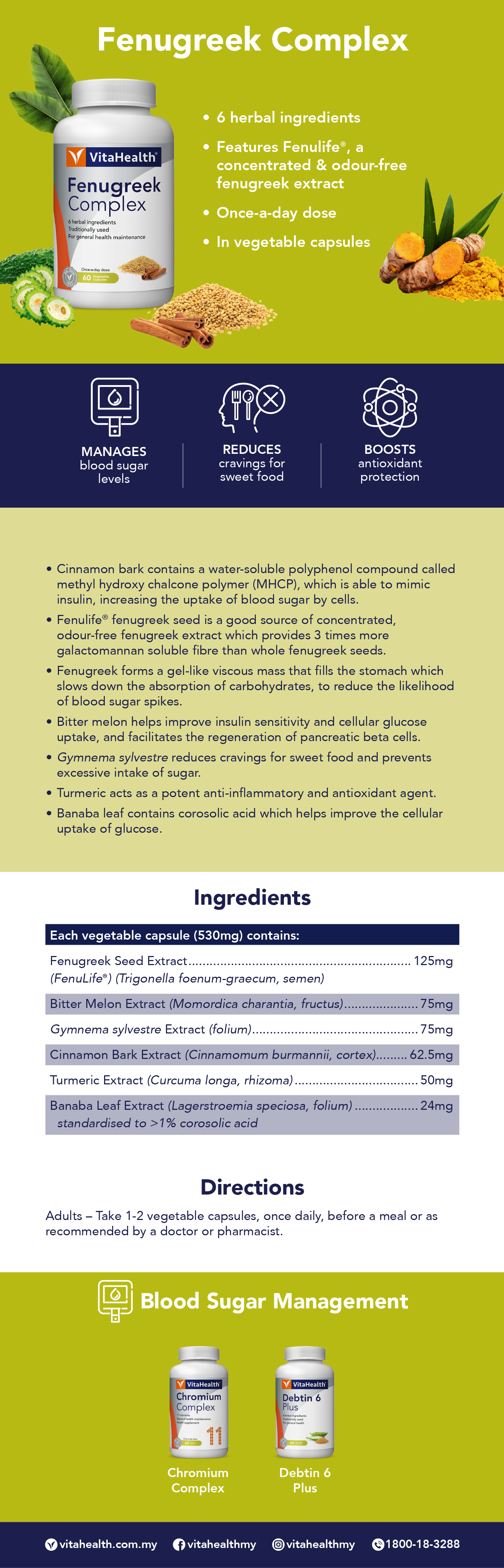 VitaHealth Fenugreek Complex 60's (Expiry : 02/2023)