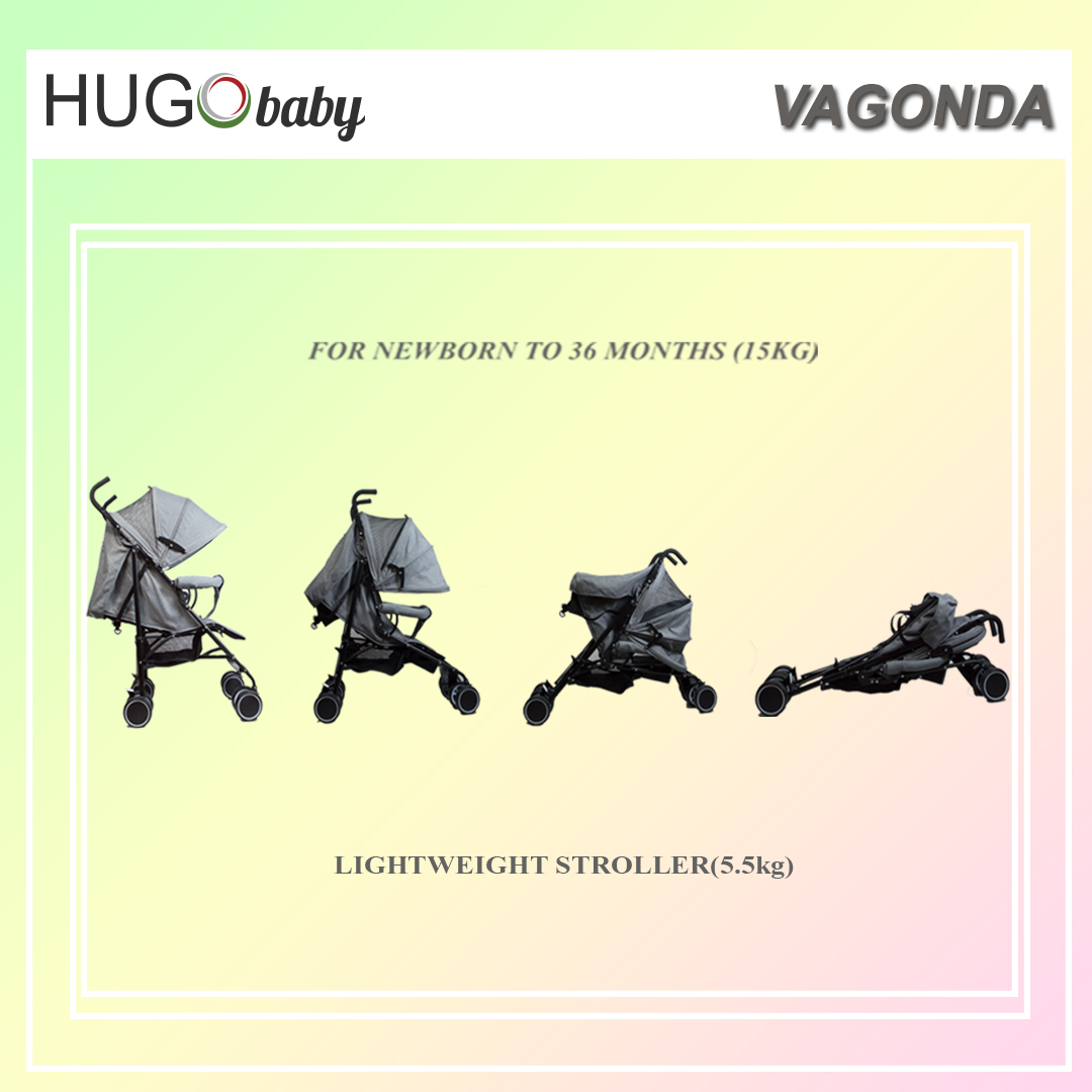 Hugo baby Vagonda Umbrella Portable Baby Stroller - Suitable From New Born to 3 Years Old (GREY)