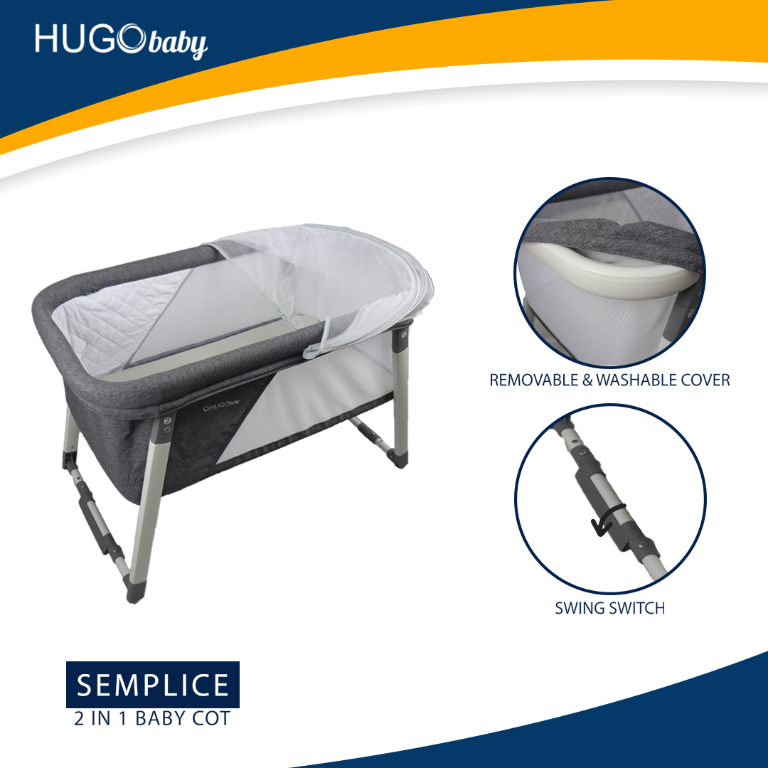 Hugo Baby Semplice 2 in 1 Foldable Baby Rocking Crib (Brown)