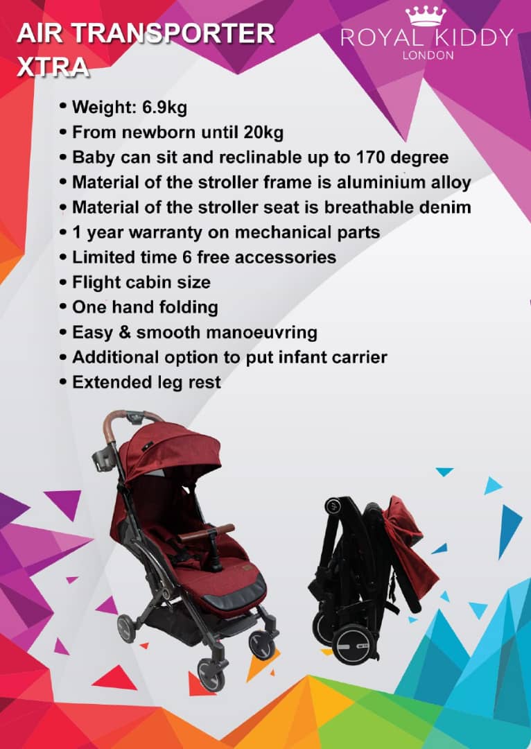 Royal Kiddy London Air Transporter Xtra Red (Light Weight Stroller)