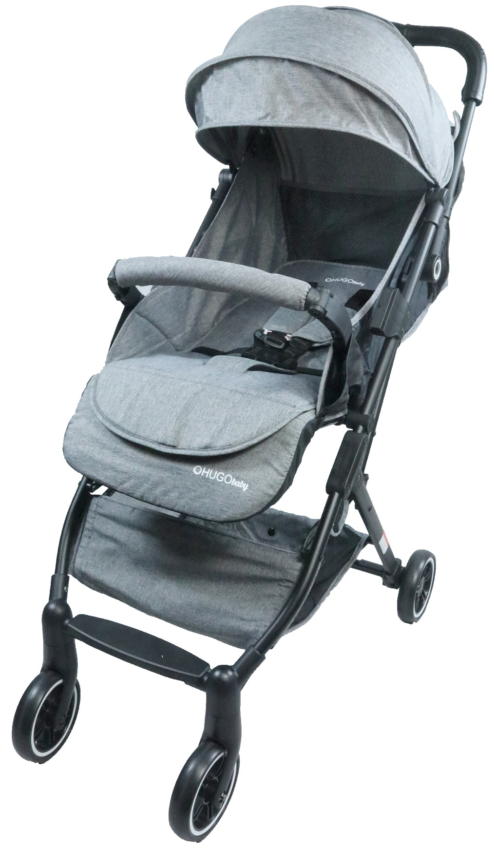 Hugo Baby Volare Portable Stroller (Grey) with FREE PU Leather Handle Cover + Stroller Cover Bag (Exclusive) 