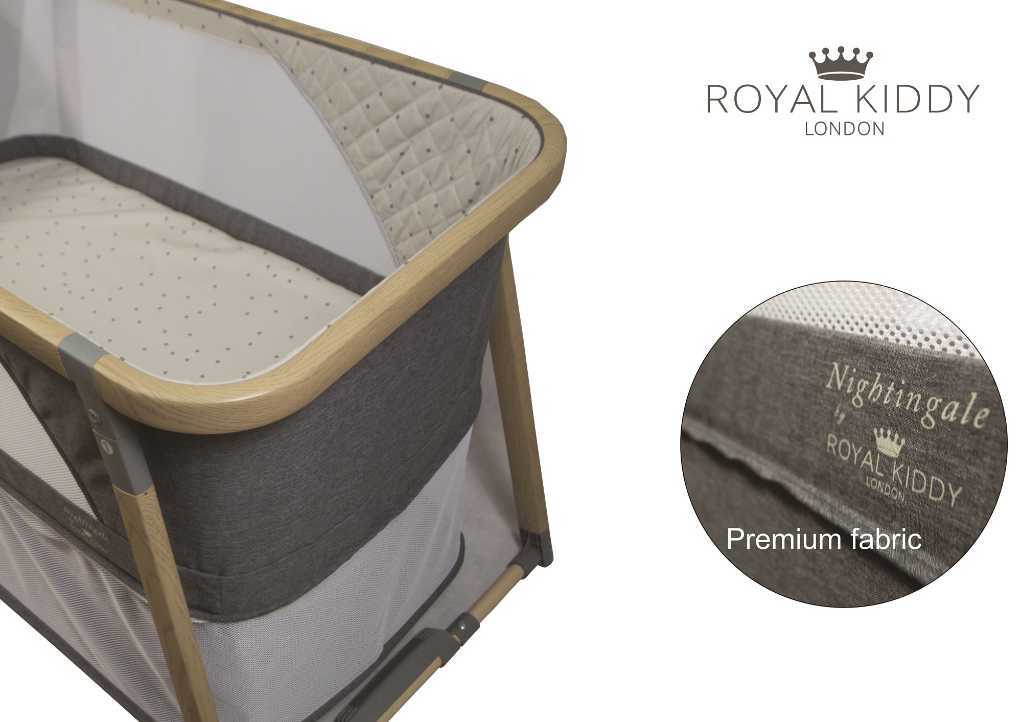 Royal Kiddy London 3 in 1 Nightingale Baby Cot Playpen (GREY)