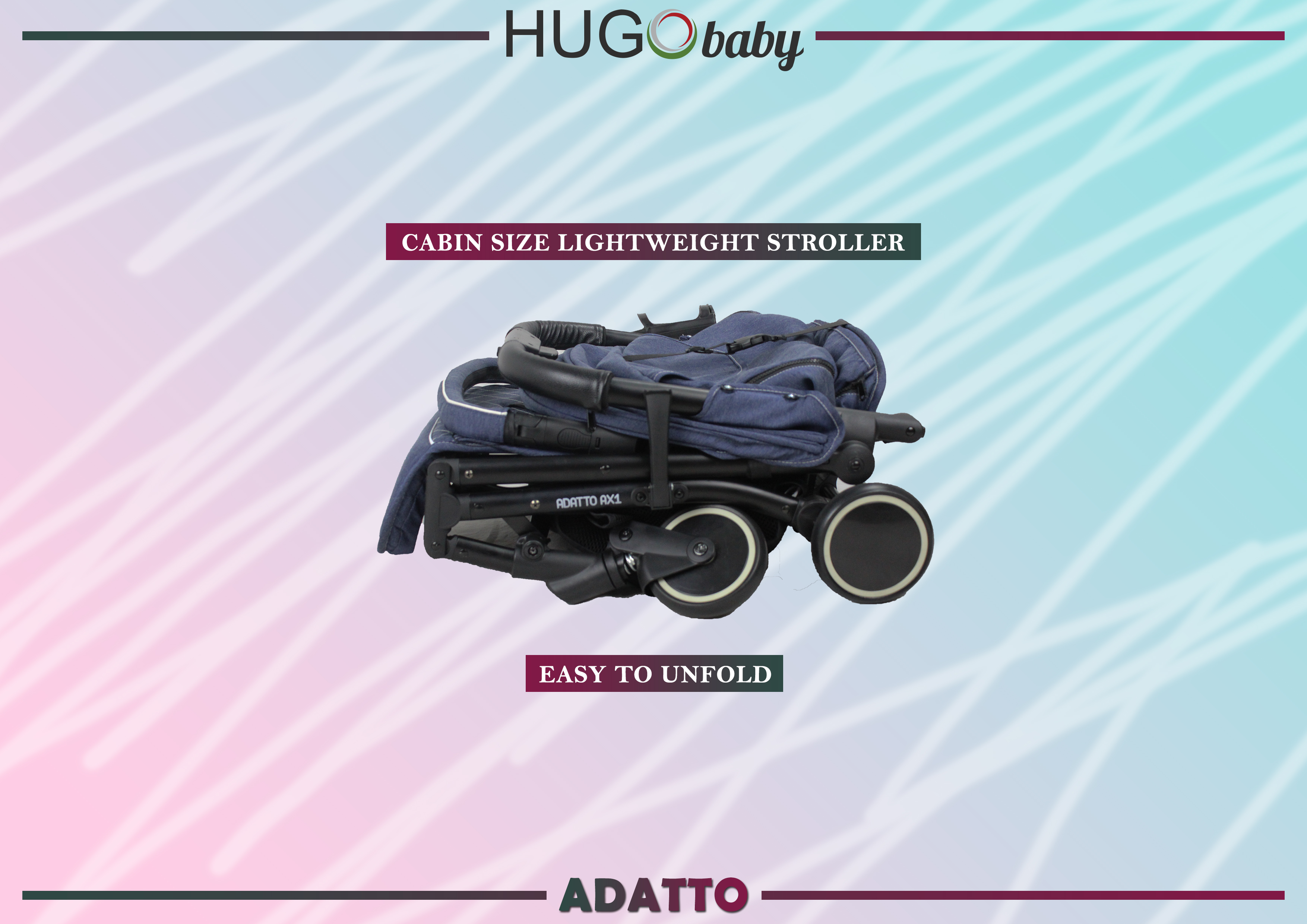 Hugo Baby Exclusive Adatto AX1 Portable Stroller (Grey)