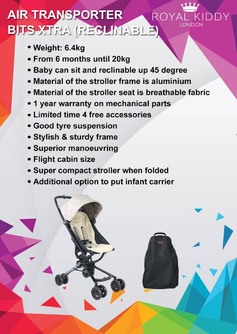 Royal Kiddy London Air Transporter Bits RECLINE Stroller (Brown)