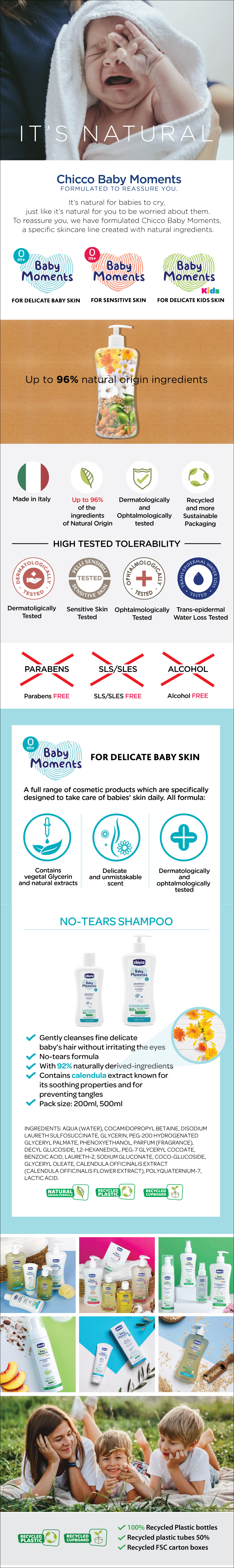 (Baby Skin) Chicco Baby Moments No-Tears Shampoo - 200ml