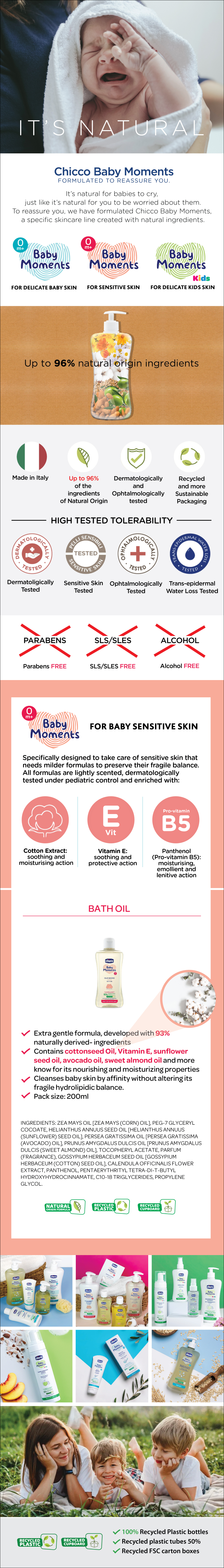 (Sensitive Skin) Chicco Baby Moments Bath Oil