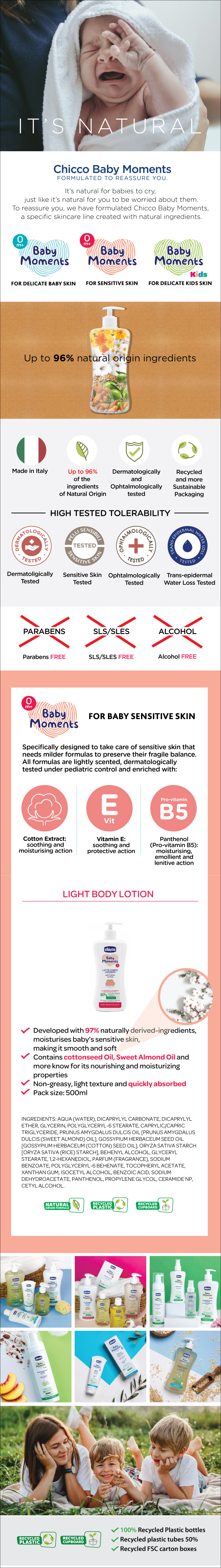 (Sensitive Skin) Chicco Baby Moments Light Body Lotion