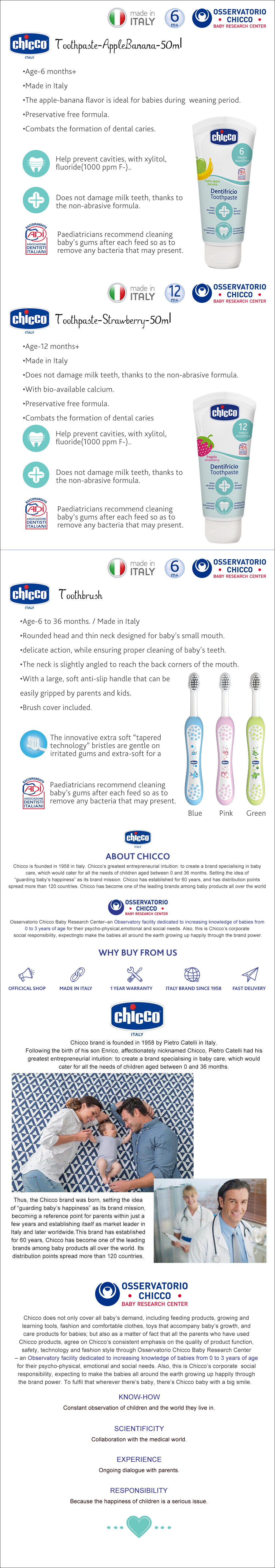 Chicco Toothbrush 6M  and  Toothpaste Set