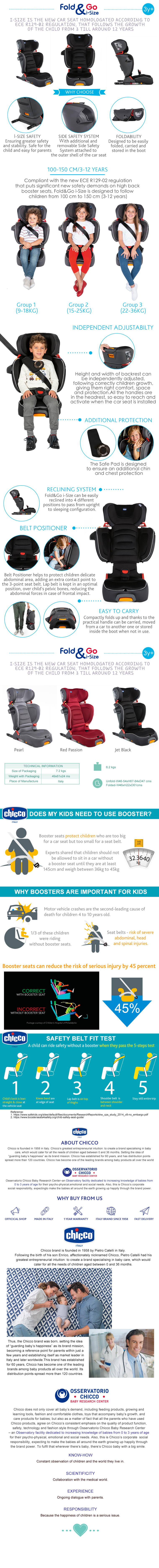 Chicco Fold and Go I-Size Booster Car Seat(ECE R129)