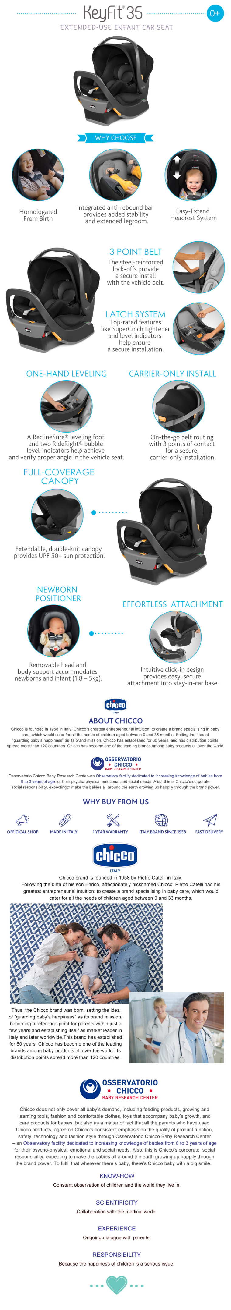 Chicco KeyFit35 Infant Carrier Car Seat with base - Element