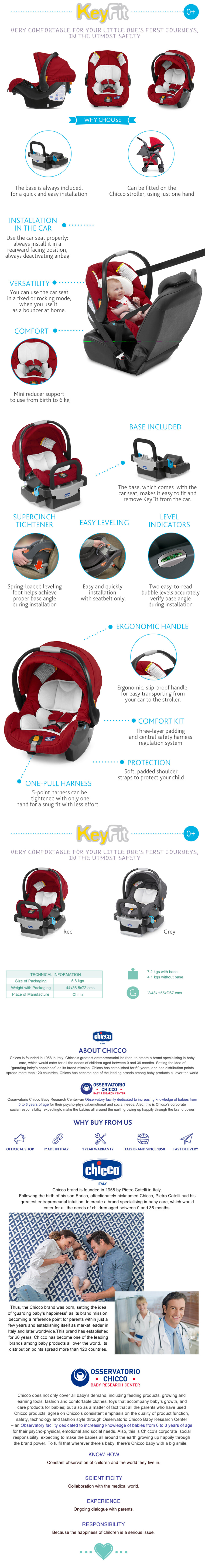 Chicco KeyFit Infant Carrier Car Seat with base(ECE R44/04) 