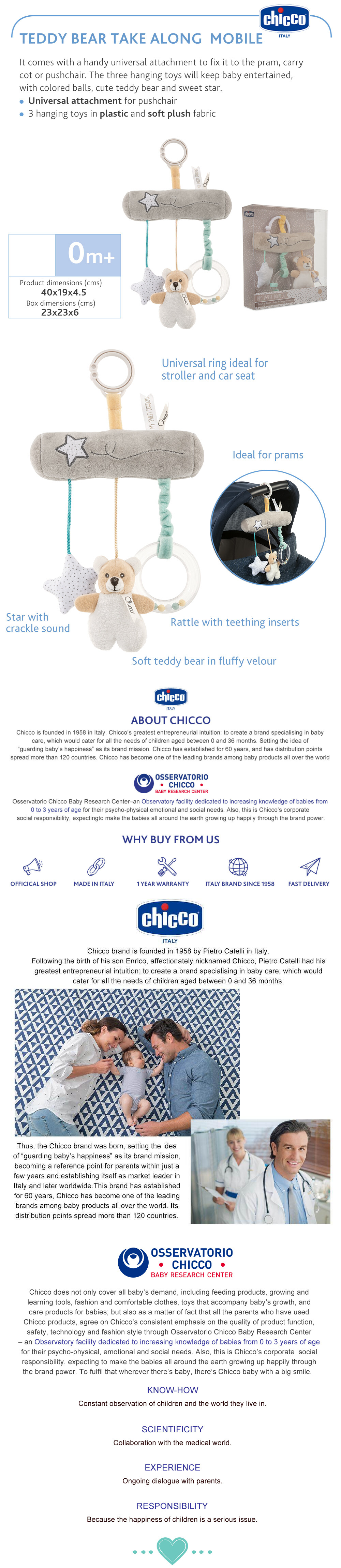 Chicco Toy Teddy Bear Take Along Mobile