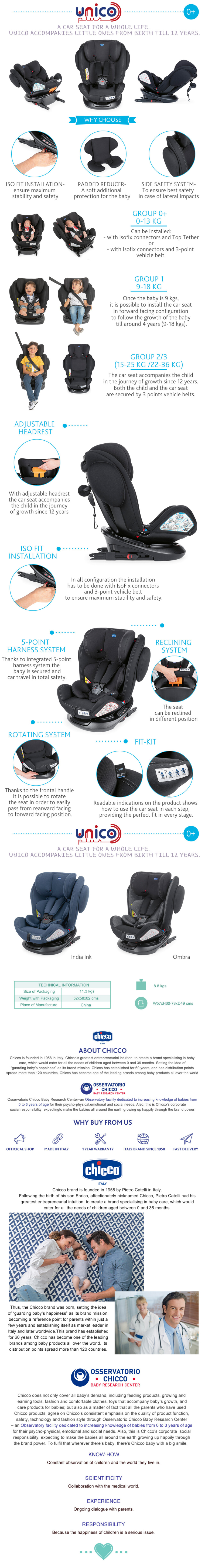 Chicco Unico Plus 360 Spin IsoFix Baby Car Seat(ECE R44/04) 