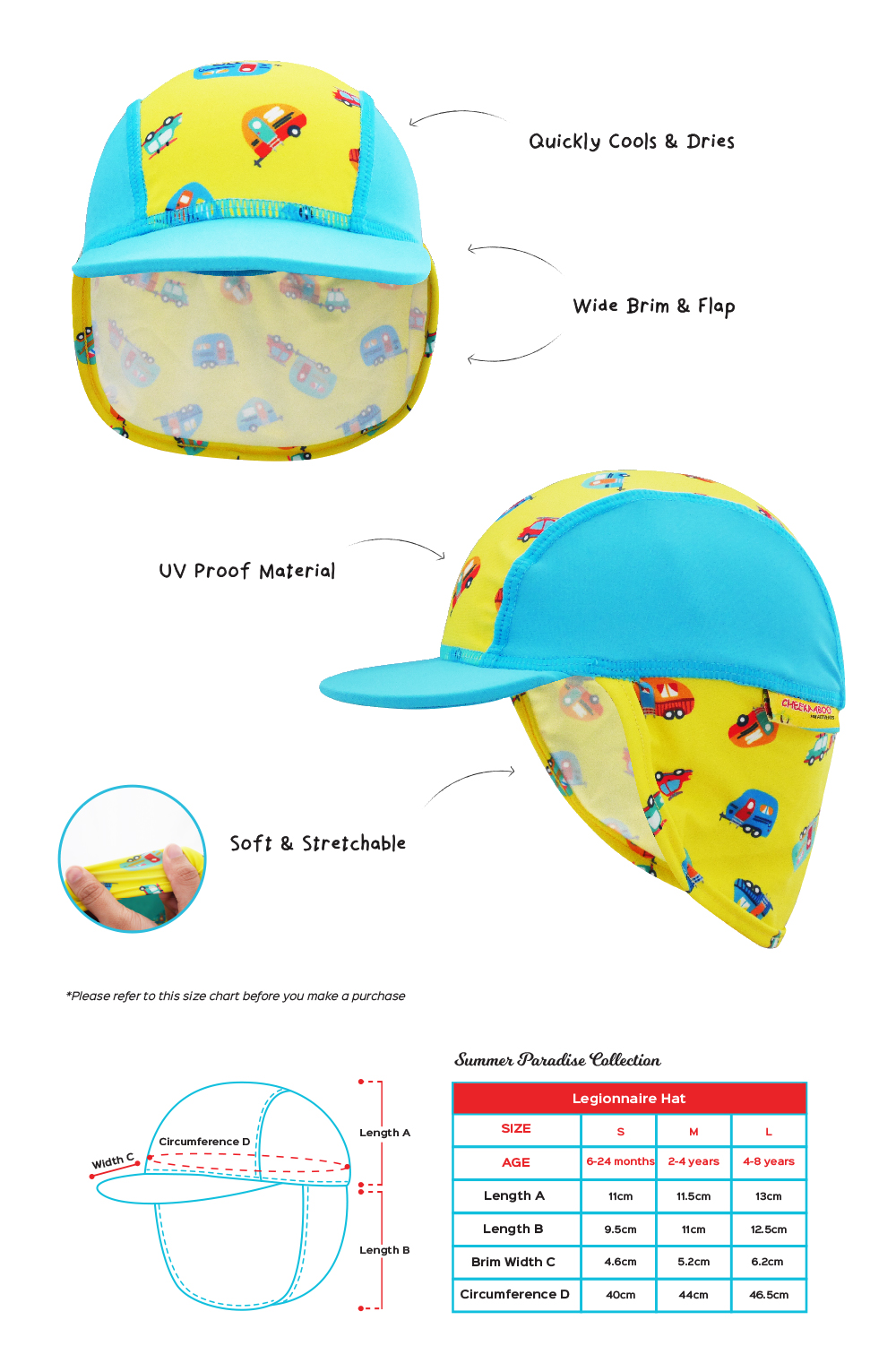 Cheekaaboo Legionnaire Hat (Flamingo) - Summer Paradise