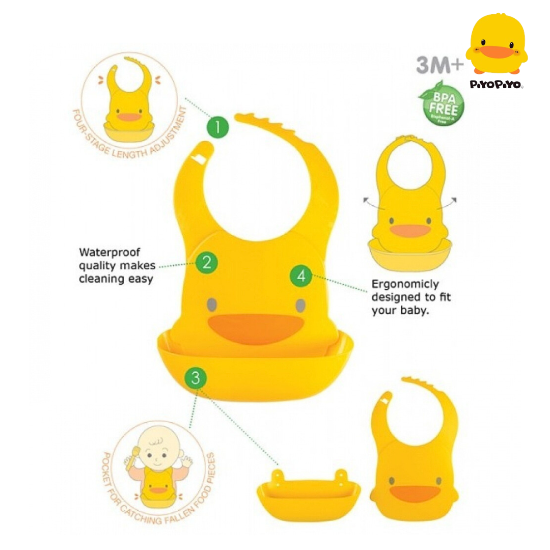 Piyo Piyo Silicone Bibs with Spoon