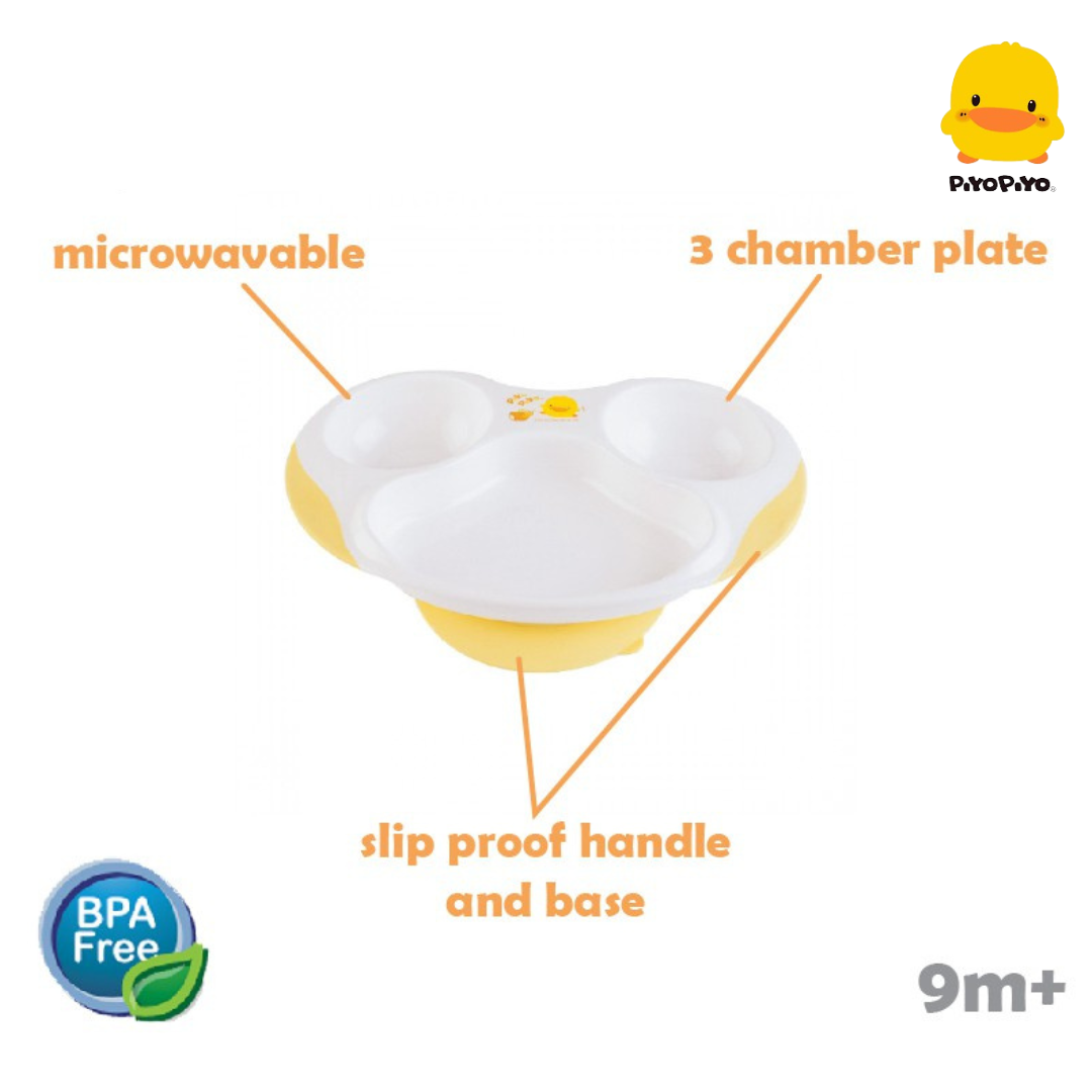 Piyo Piyo Slip-Proof Three-Section Dining Plate