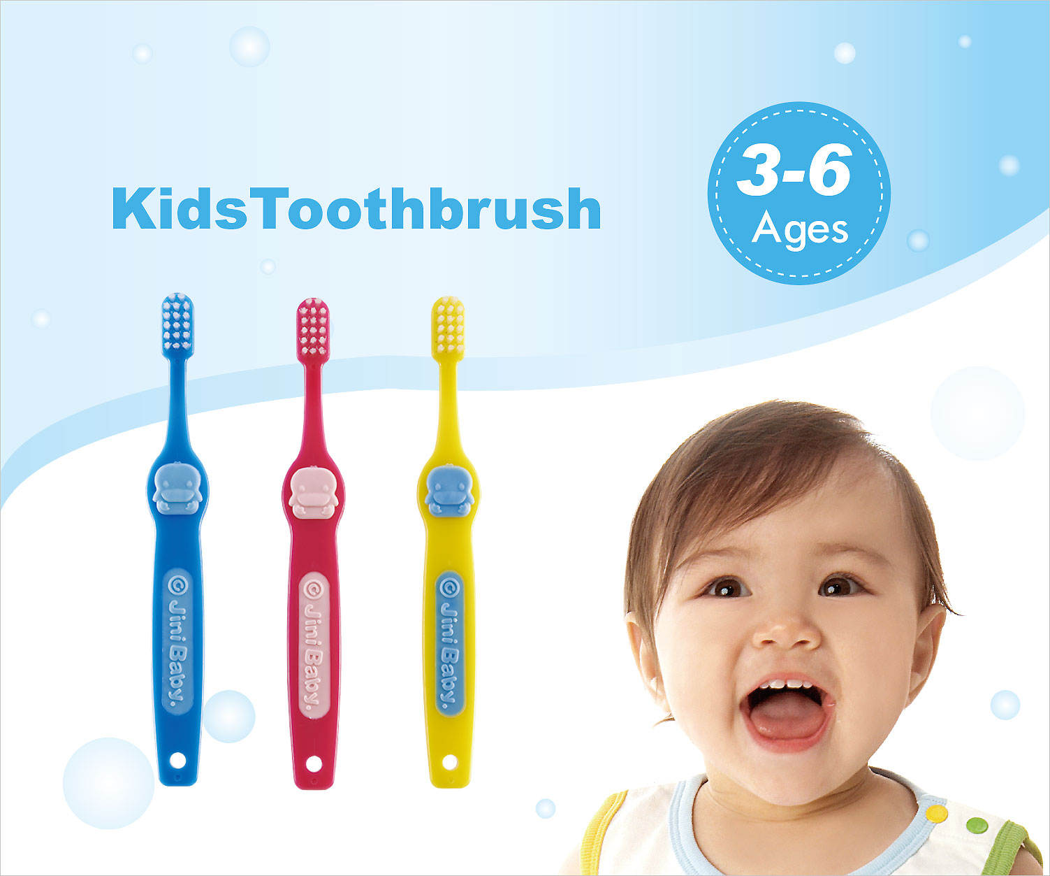 Kuku Duckbill KU5413 Kid's Toothbrush -3Pcs  For Age  6 Years Old Up