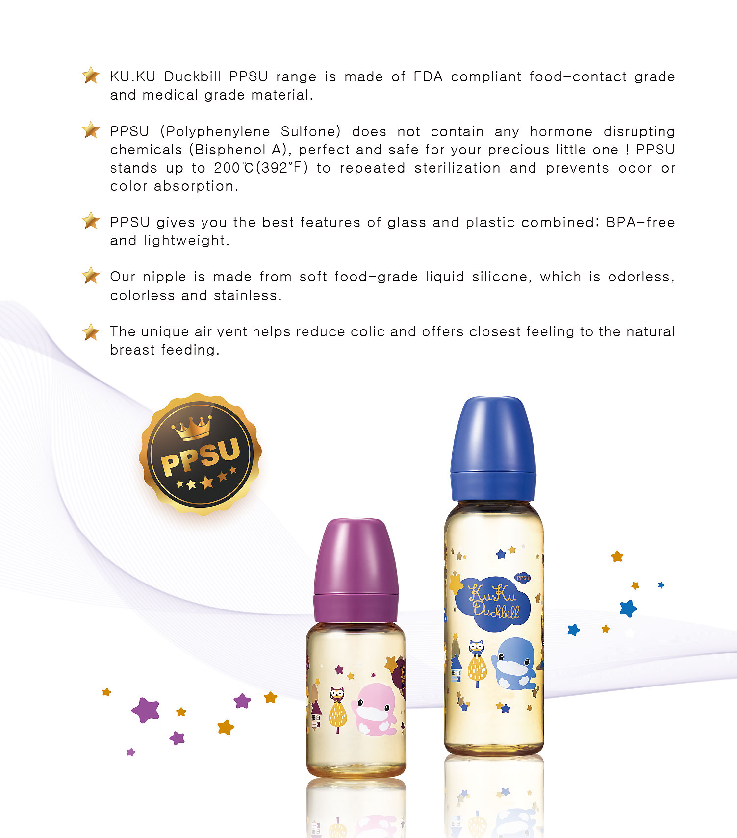 Kuku Duckbill KU5854 PPSU Standard Bottle 140ml