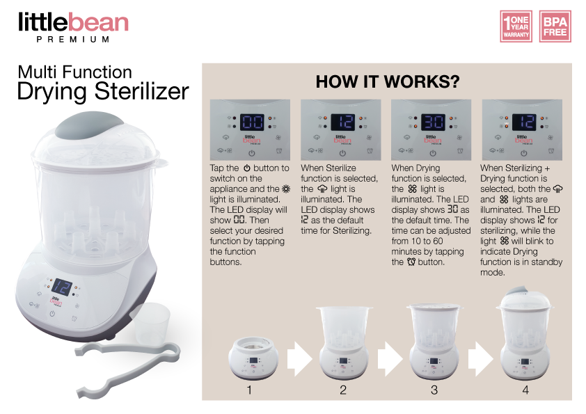 Little Bean Premium Multifunction Drying Sterilizer 