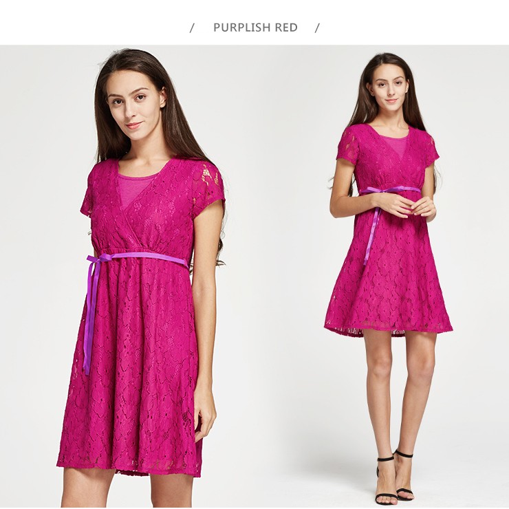 Lace Cross-over Maternity & Nursing Dress