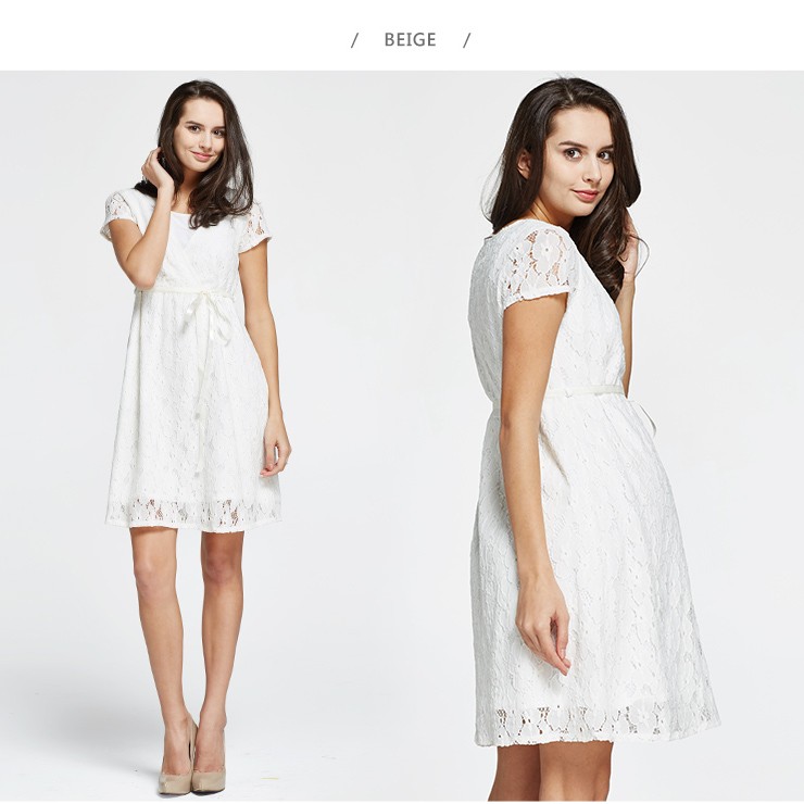 Lace Cross-over Maternity & Nursing Dress